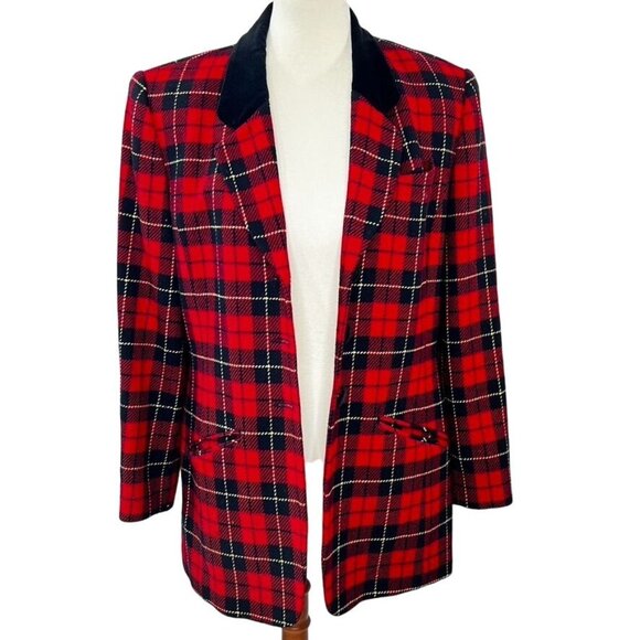 Vintage Pendleton Womens Tartan Plaid Blazer Jacket Sz M 100% Virgin Wool Lined - Picture 9 of 13